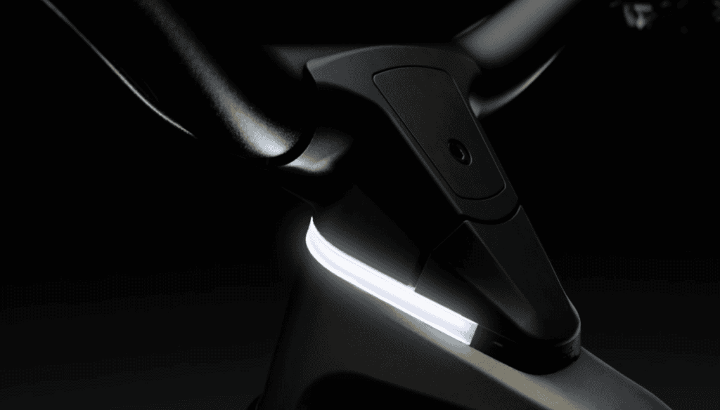 the scince-fiction lights of an Orbea bike at Café Velo Algarve