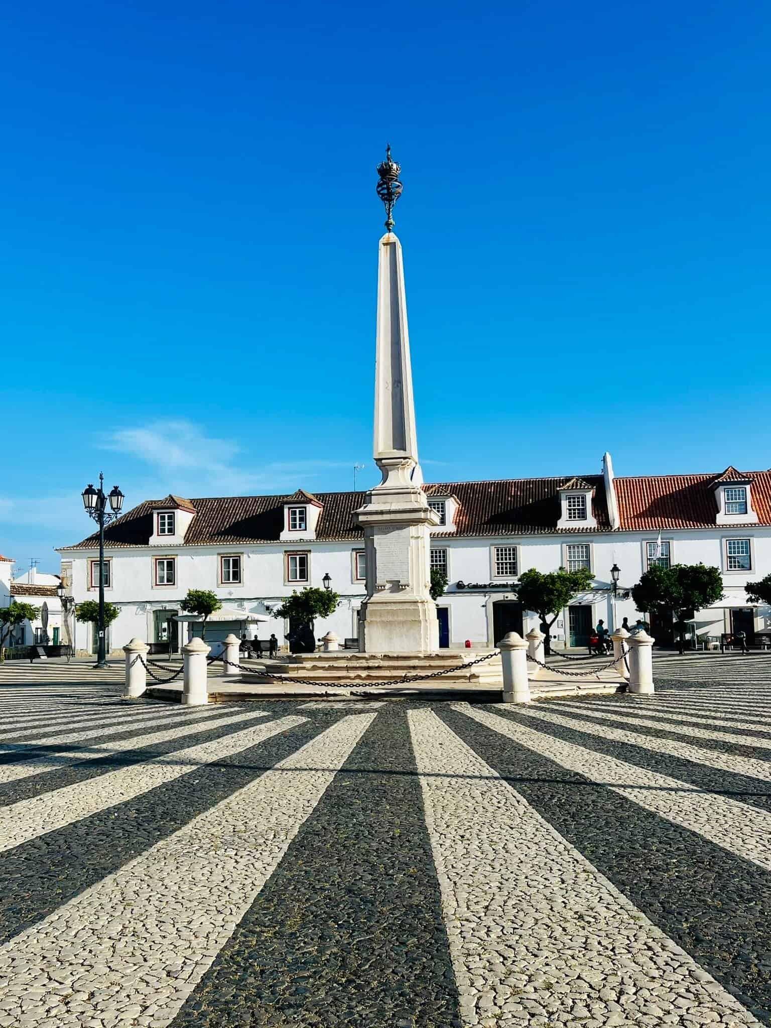 The beautiful Praça Marques de Pombal in Vila Real de Santo Antonio, the heart of the city..