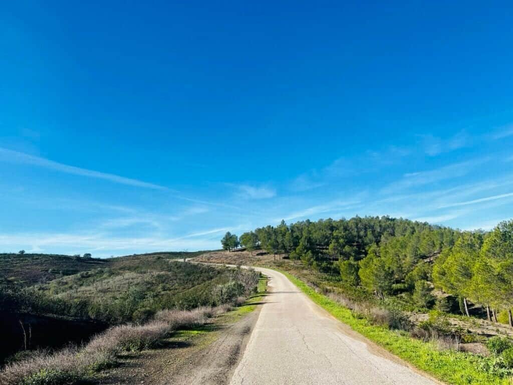 Quiet roads along a preprogrammed gps ride from Café Velo Algarve